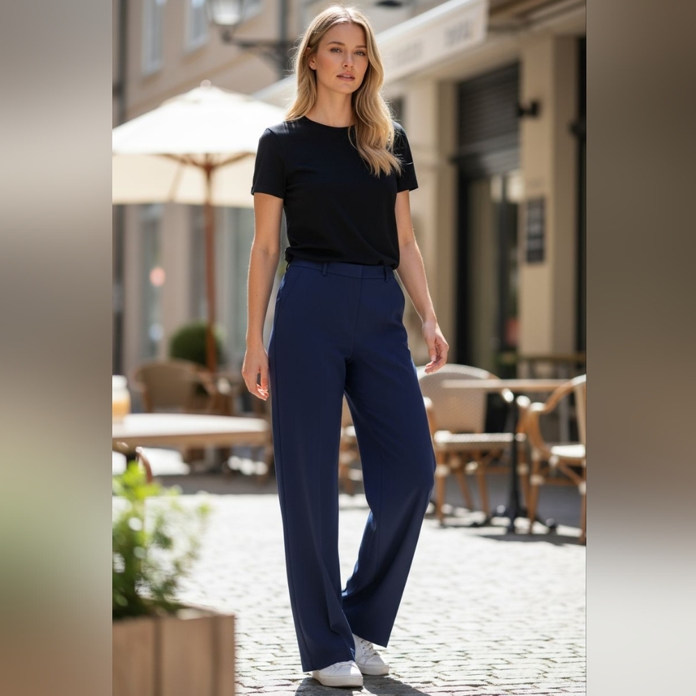 🎉 3/$60 BNWT RW&Co Signature Fit Deep Purple Wide Leg Dress Pant Size 6